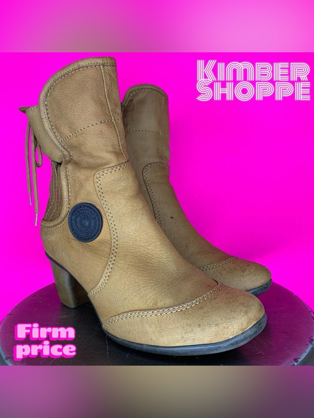 Pataugas Tan Leather Ribbed Elastic Panel Lace-Up Detail Ankle Boot EU 37 US 6.5